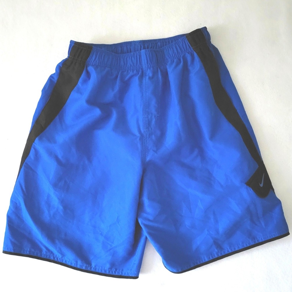 Nike Men Swim Trunks Blue Black Pocket Medium Lined Beach Resort Vacation Cruise